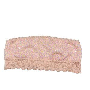 PINK VICTORIA SECRET Women Strapless Bra Lace Sequins Multicolor Size M(8-10)